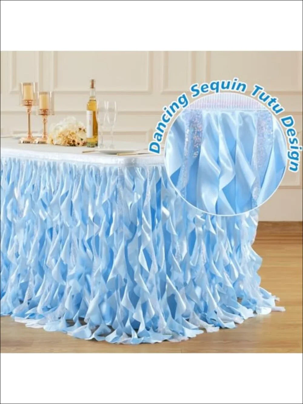 Sequin Table Skirt 9ft Fringe Tutu for Rectangle Tables